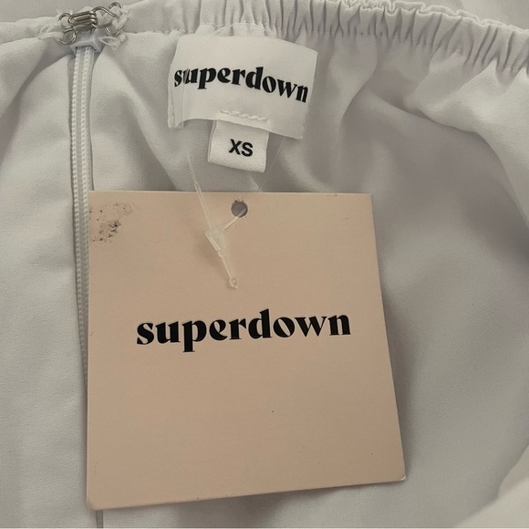 New! Superdown x Revolve Flynn Ruched Sleeve mini Dress white nwt 30150 - Picture 8 of 11